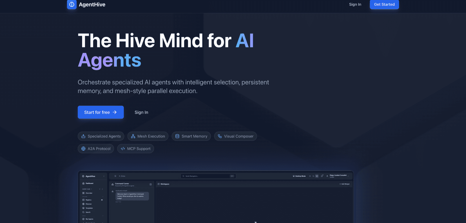 AgentHive agent orchestration dashboard