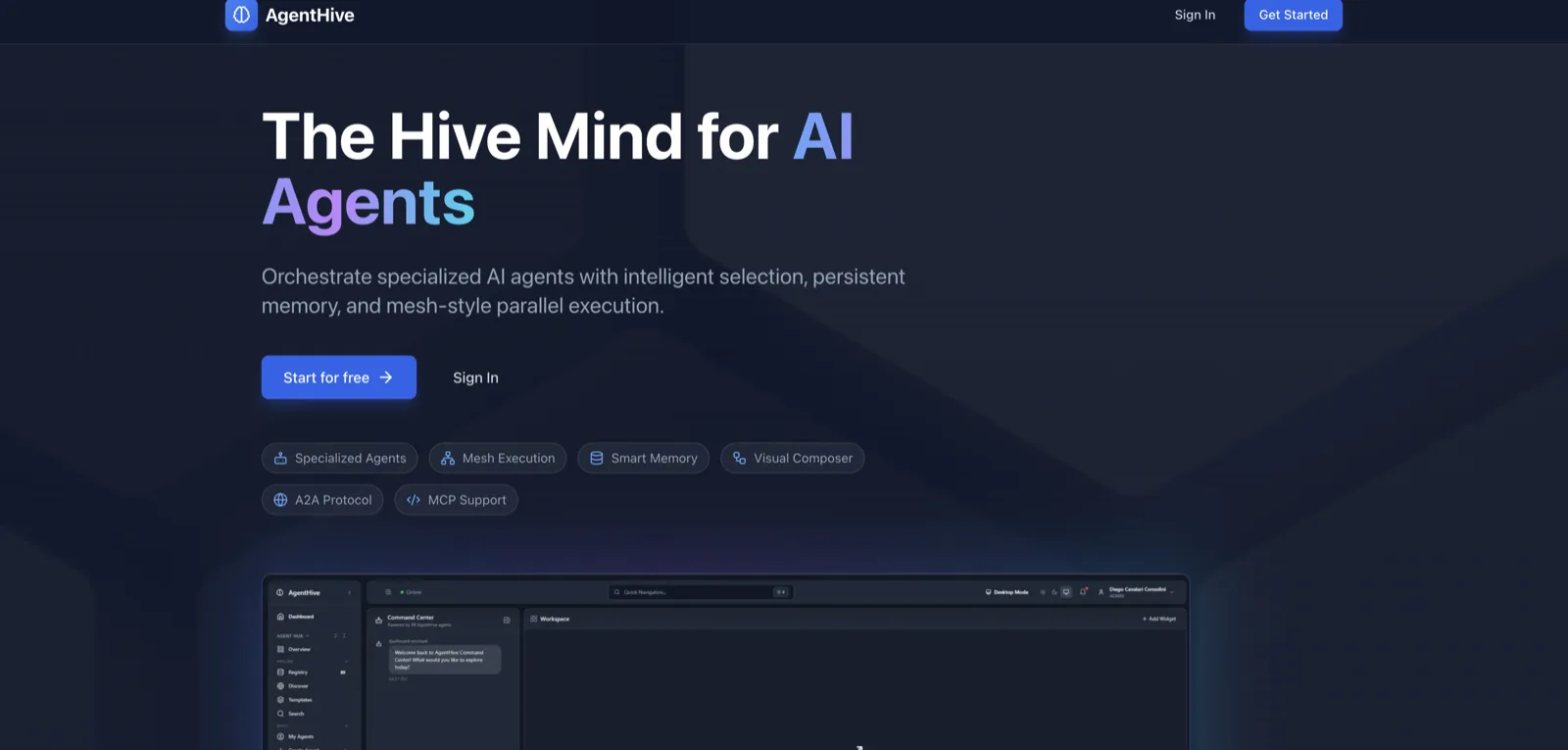 AgentHive agent orchestration dashboard