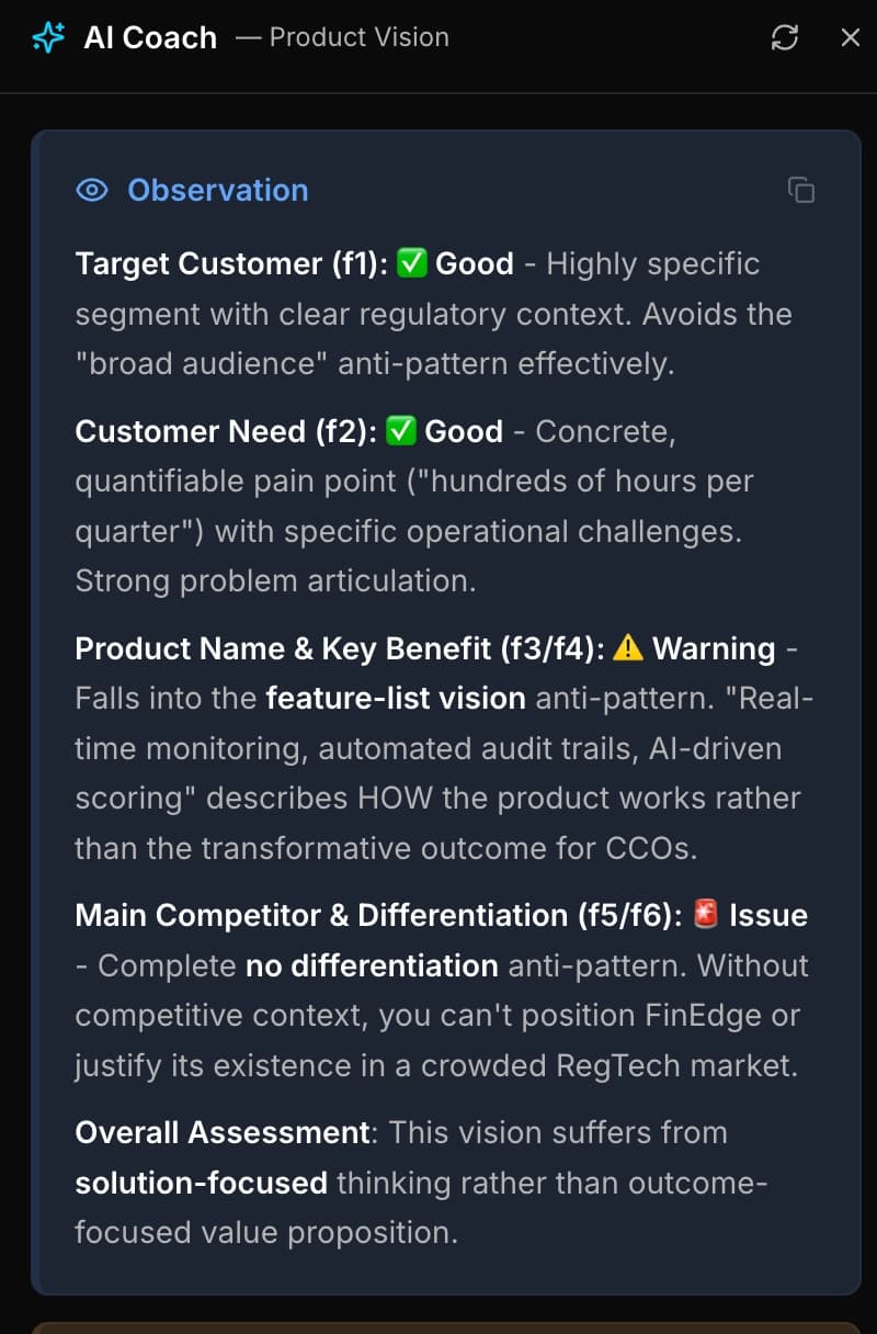 AI Coach observation details