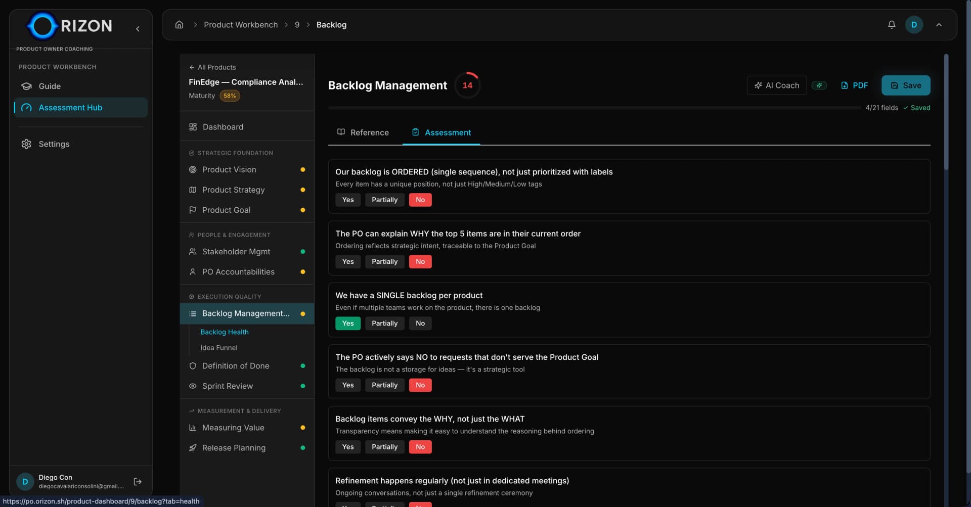 OrizonPO professional report output