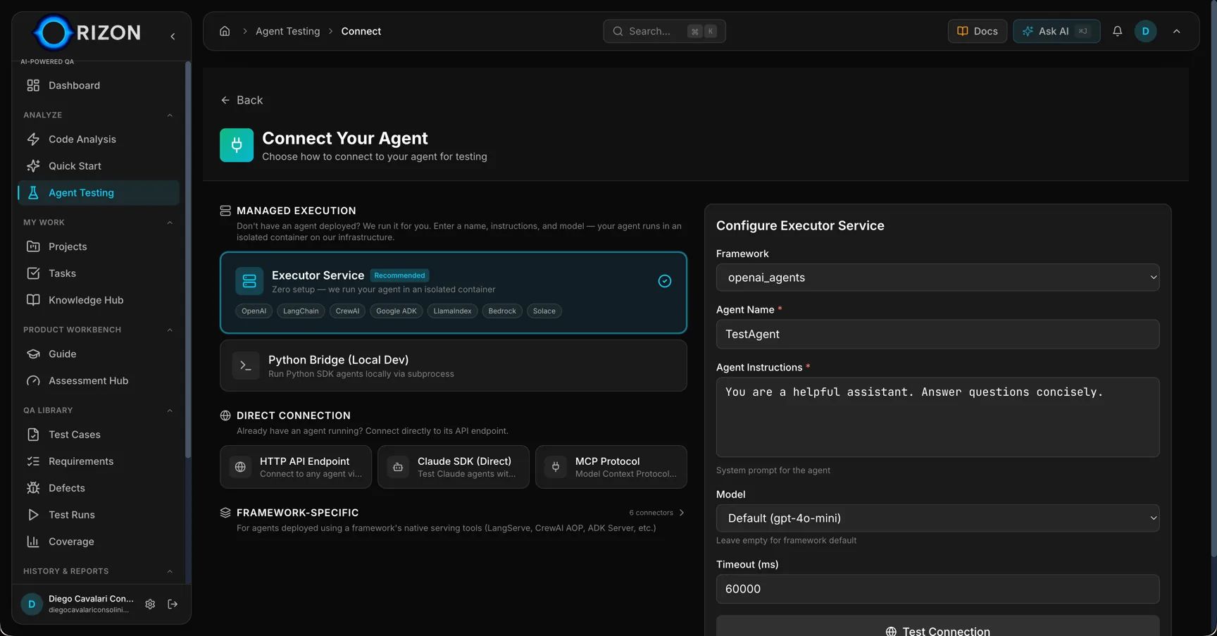 Agent connection and configuration